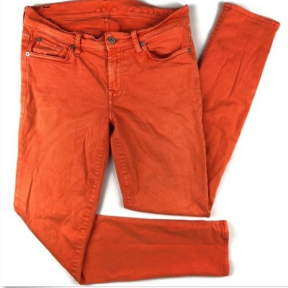7 Seven For All Mankind  Orange Skinny Jeans - Picture 1 of 4